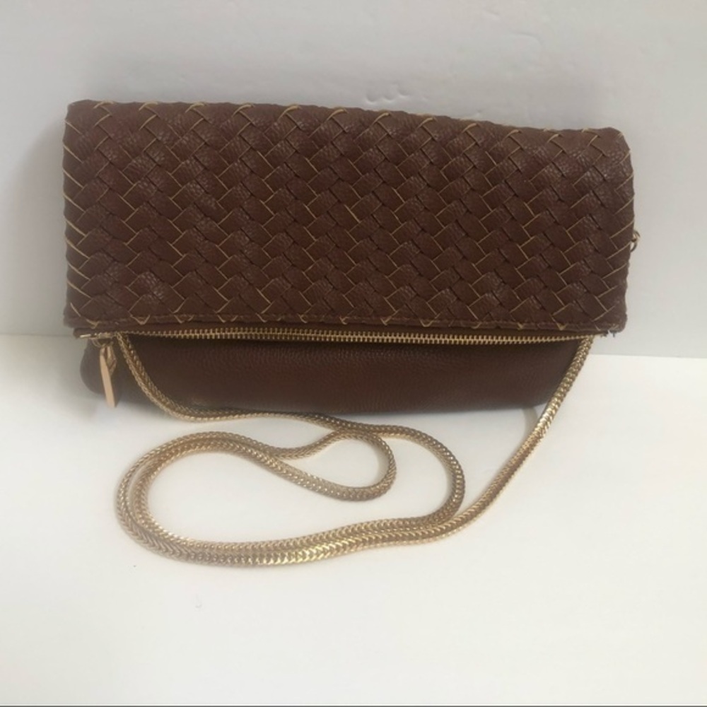 Neiman Marcus Handbag Purse Leather Brown Clutch